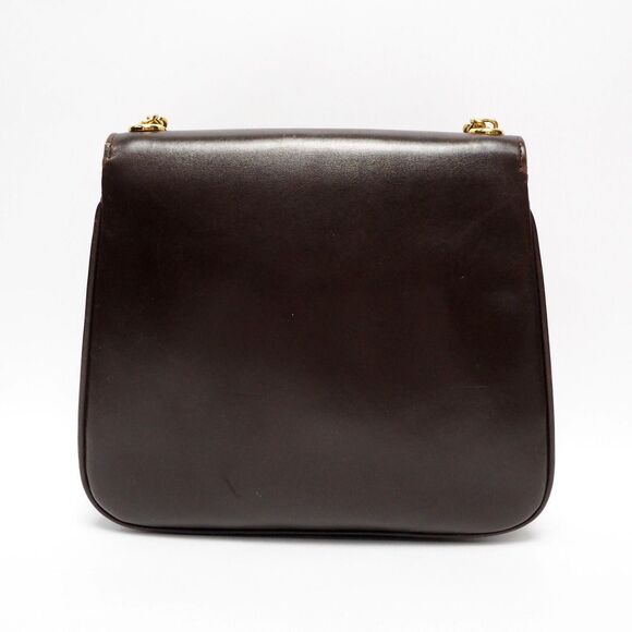 Gucci Chain Shoulder Bag Leather Gold Metal Fittings Brown - Picture 3 of 9